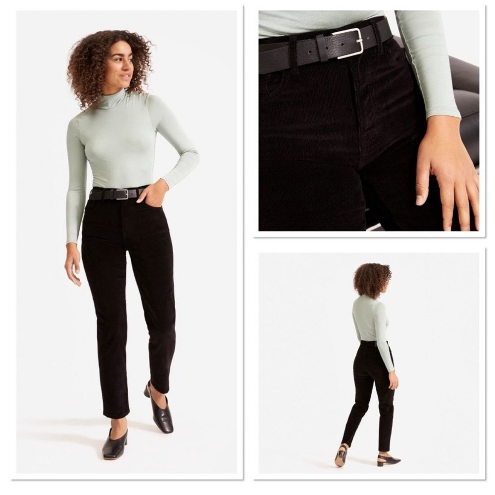 Everlane Baby Cord Cheeky Crop Pants Size 28 Black Corduroy High Rise Stretch